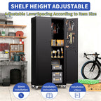 71" All - Black Metal Garage Storage Cabinet with Wheels - Heavy - Duty Tool Storage Cabinet for Home, Office, School, and Garage Organization - GarageSupply