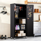 71" All - Black Metal Garage Storage Cabinet with Wheels - Heavy - Duty Tool Storage Cabinet for Home, Office, School, and Garage Organization - GarageSupply