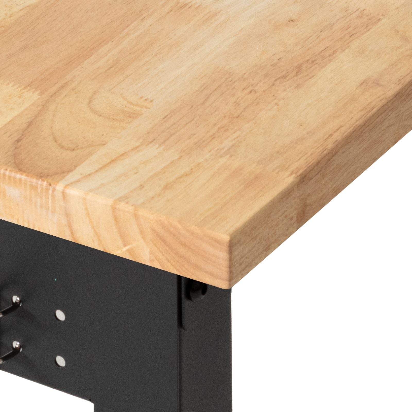 Adjustable Workbench, 5000 lbs Capacity, 96 x 24 Inch Oak Wood Top Workstation with 4 AC Outlets & 2 USB Ports, Heavy - Duty Hardwood Worktable for Garage, Workshop, Home, Office, Commercial - GarageSupply