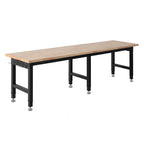 Adjustable Workbench, 5000 lbs Capacity, 96 x 24 Inch Oak Wood Top Workstation with 4 AC Outlets & 2 USB Ports, Heavy - Duty Hardwood Worktable for Garage, Workshop, Home, Office, Commercial - GarageSupply