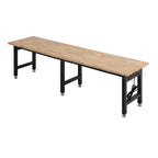 Adjustable Workbench, 5000 lbs Capacity, 96 x 24 Inch Oak Wood Top Workstation with 4 AC Outlets & 2 USB Ports, Heavy - Duty Hardwood Worktable for Garage, Workshop, Home, Office, Commercial - GarageSupply