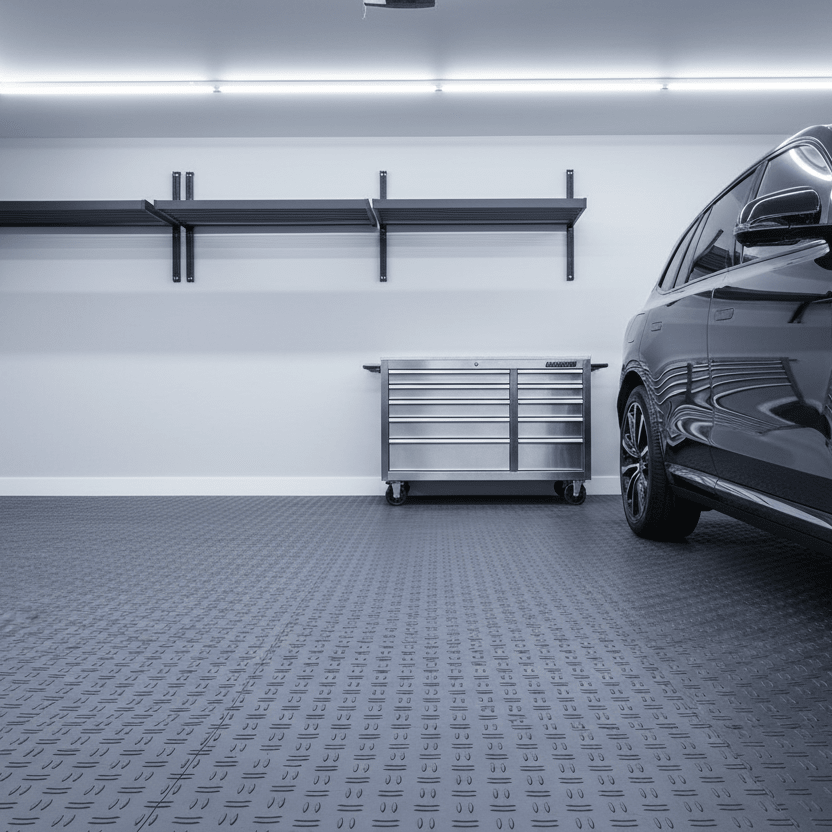 Garage Tiles Interlocking, 12 x 12 x 0.53 inch 50 Pack Garage Floor Covering Tiles, Non - Slip Double - Sided Texture Garage Flooring Tiles, for Garages, Basements, Repair Shops, Graphite Gray - GarageSupply