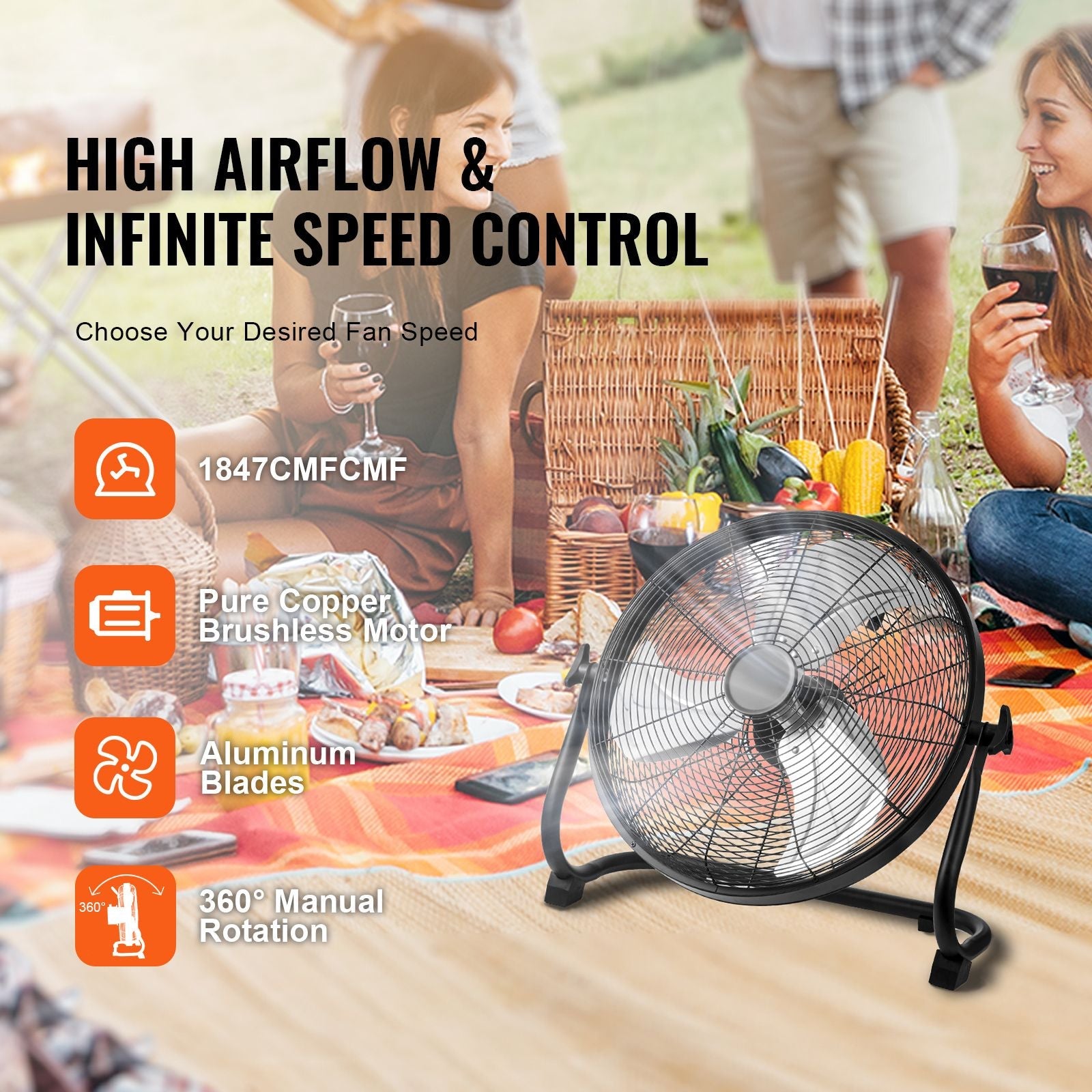 GarageSupply 16” Rechargeable Cordless Shop Fan | 24 - Hour Runtime & Stepless Speed - GarageSupply