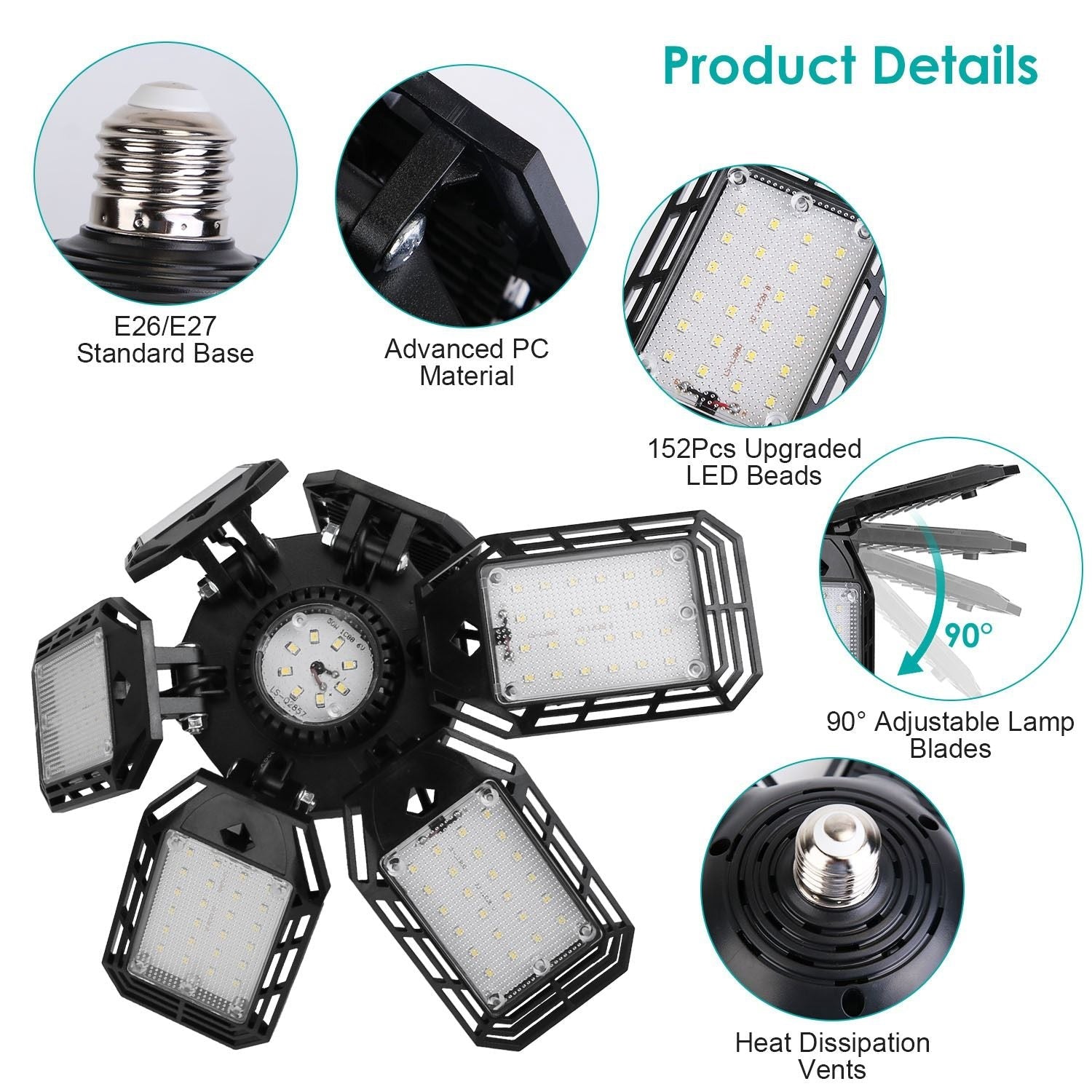 GarageSupply 160W Deformable LED Shop Lights | 12,000lm High - Output 2 - Pack - GarageSupply