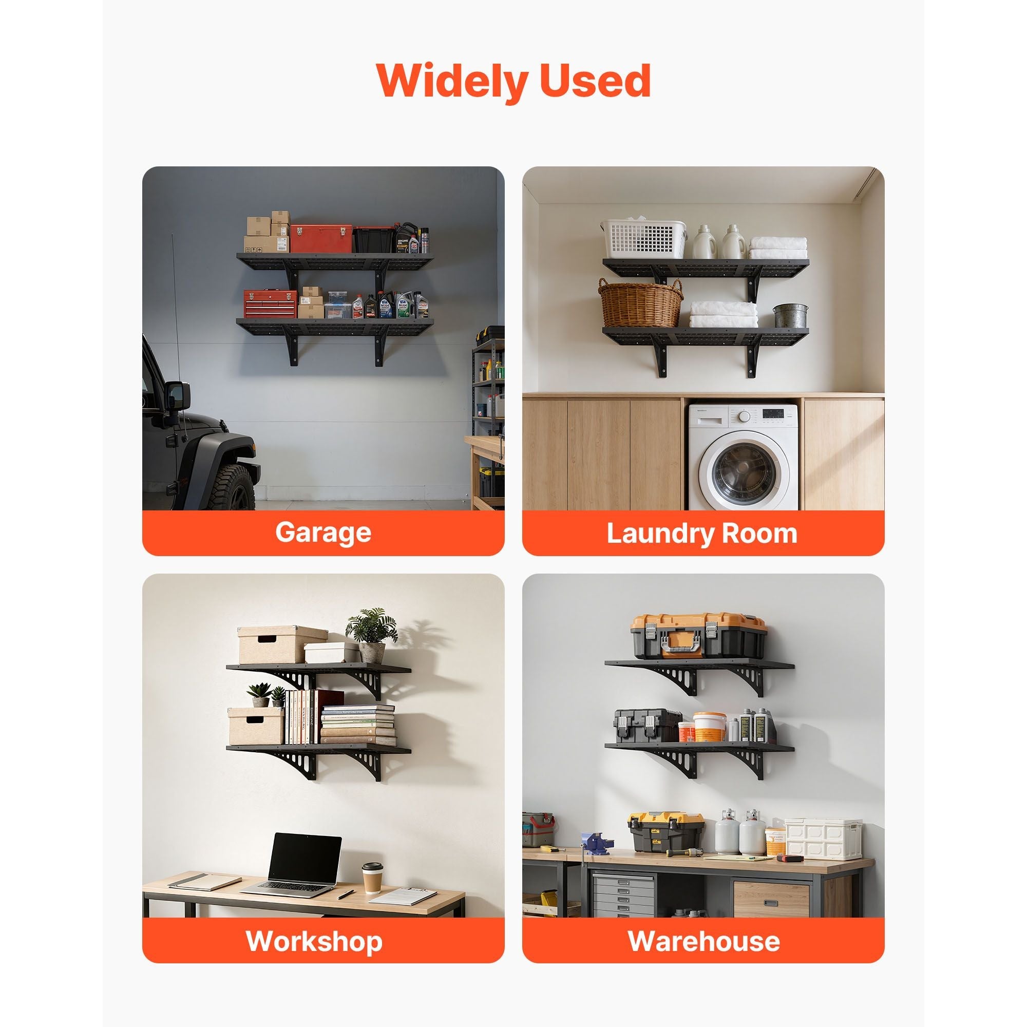GarageSupply 2 - Tier Heavy - Duty Wall Shelving | 560lb Total Capacity Steel Rack - GarageSupply