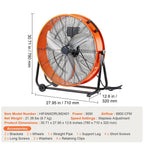 GarageSupply 24” High - Velocity Shop Fan | 8900 CFM Stepless Variable Speed - GarageSupply
