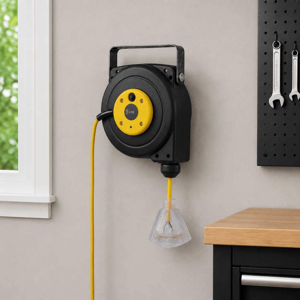GarageSupply 30 ft Retractable Extension Cord Reel - GarageSupply