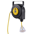 GarageSupply 30ft Retractable Power Reel | Heavy - Duty Triple - Tap Extension Cord - GarageSupply