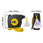 GarageSupply 30ft Retractable Power Reel | Heavy - Duty Triple - Tap Extension Cord - GarageSupply