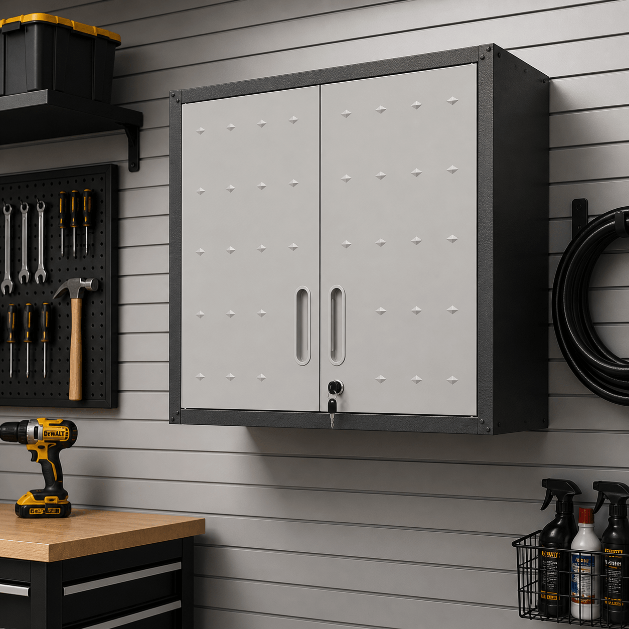 GarageSupply 30"x29.5"x11.8" Wall - Mounted Locking Steel Storage Cabinet - GarageSupply