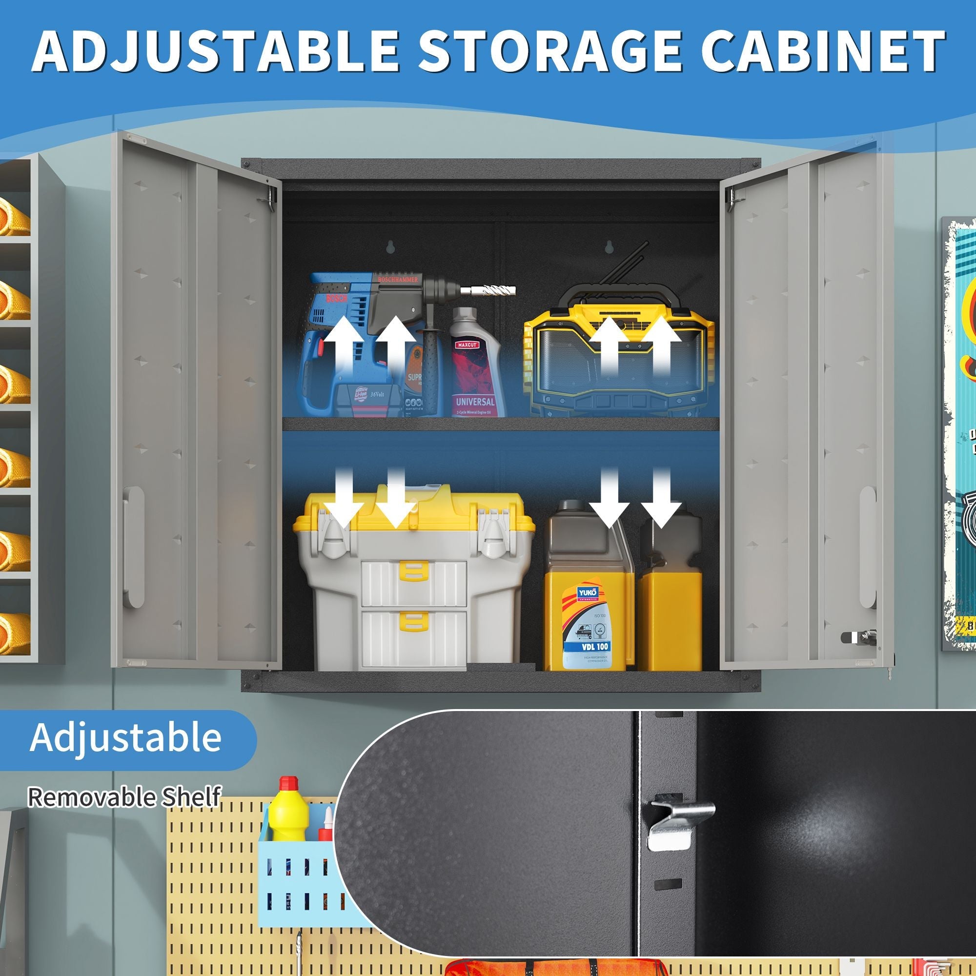 GarageSupply 30"x29.5"x11.8" Wall - Mounted Locking Steel Storage Cabinet - GarageSupply