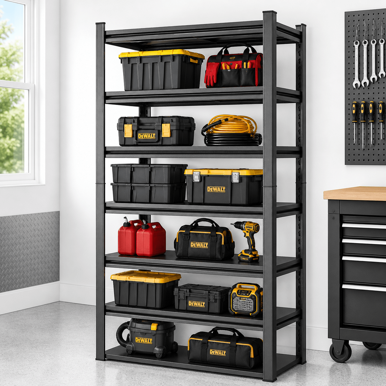 GarageSupply 39"x20"x82" 2,400 lb 6 - Tier Heavy - Duty Steel Shelving Unit - GarageSupply