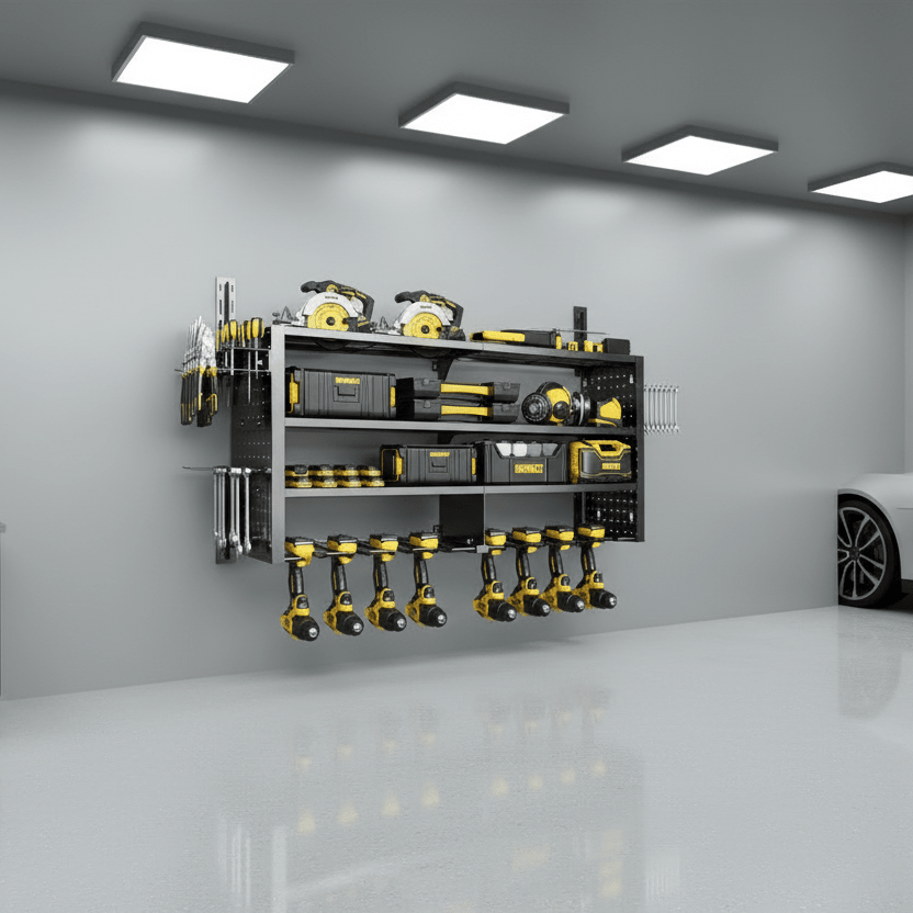 GarageSupply 4 - Layer Wall Mount Tool Organizer | End Drill Clutter - GarageSupply