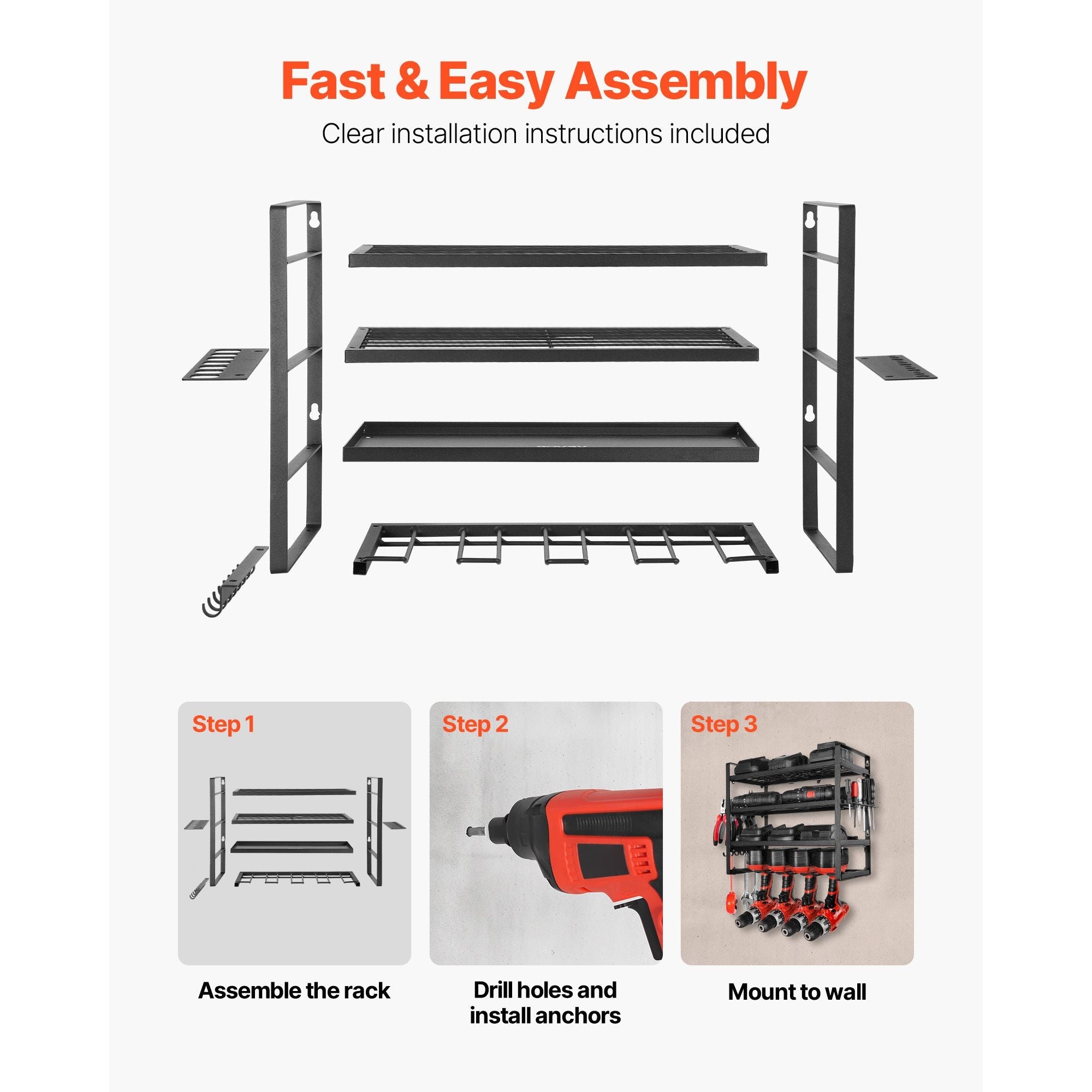 GarageSupply 4 - Tier Power Tool Command Center | High - Capacity Drill & Charging Station - GarageSupply