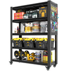 GarageSupply 5 - Tier Rolling Shelving Unit with Pegboard - GarageSupply