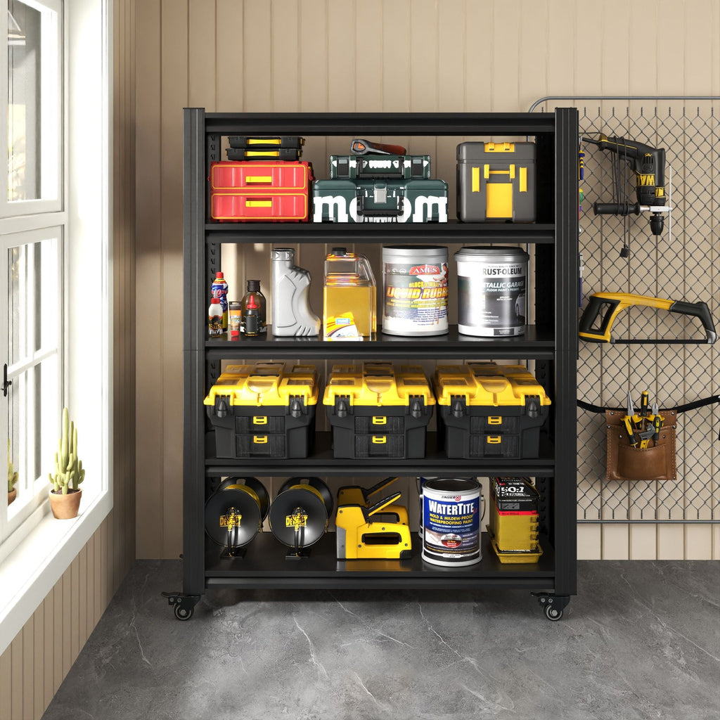 GarageSupply 5 - Tier Rolling Shelving Unit with Pegboard - GarageSupply