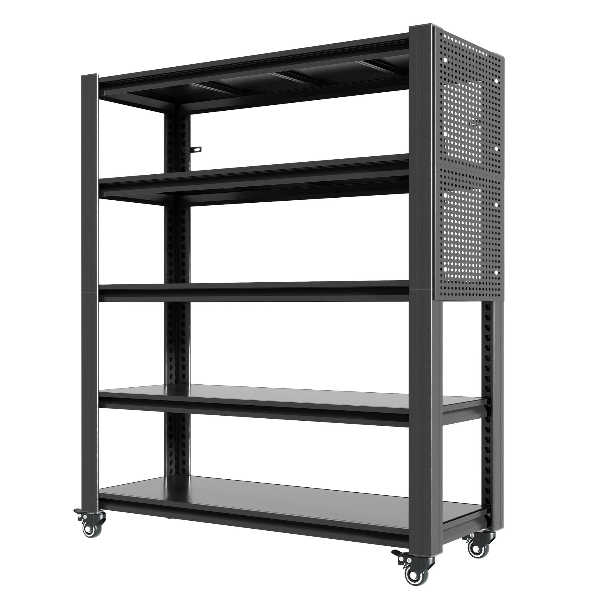 GarageSupply 5 - Tier Rolling Shelving Unit with Pegboard - GarageSupply