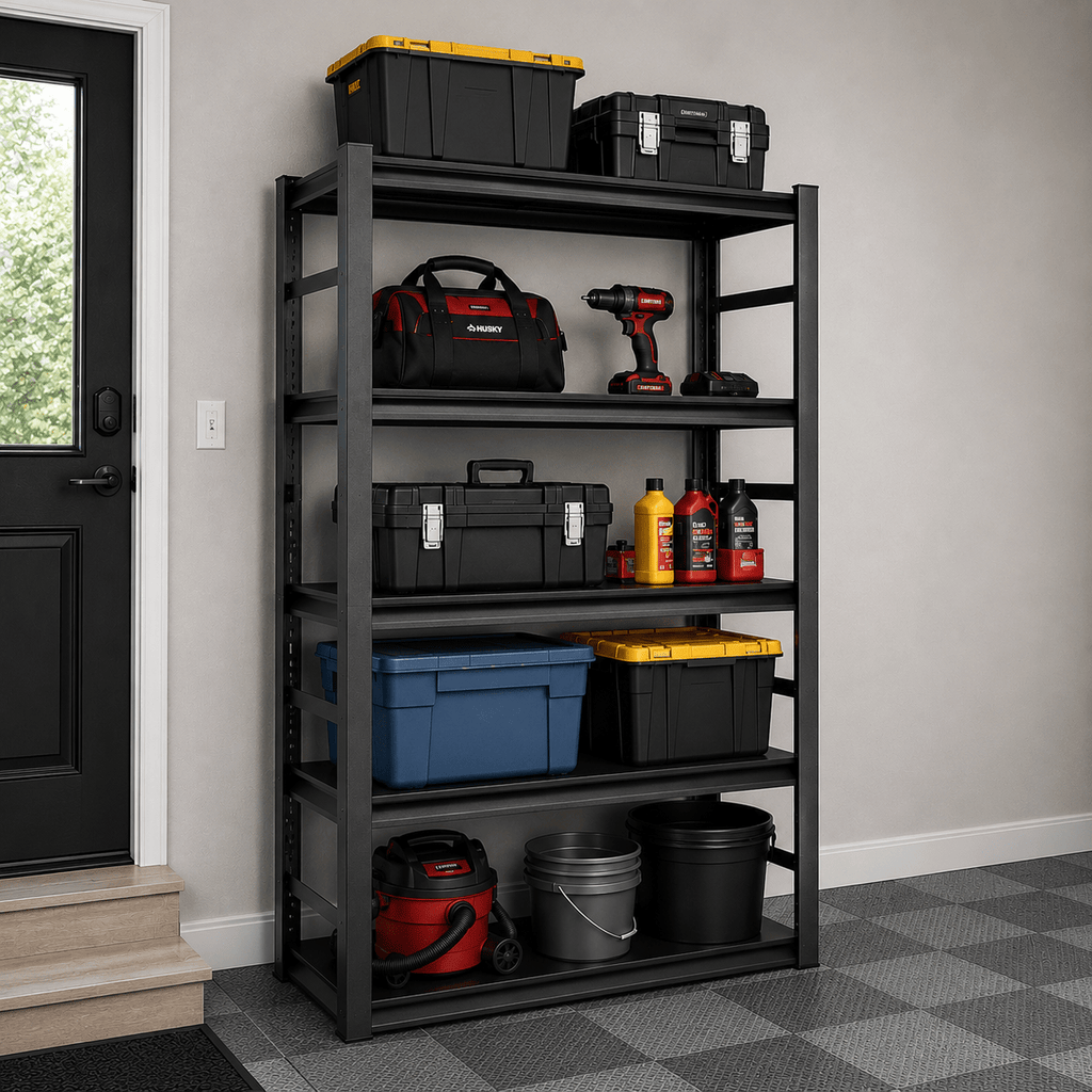 GarageSupply 5 - Tier Steel Shelving Unit with Side Rails - GarageSupply