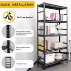 GarageSupply 5 - Tier Steel Shelving Unit with Side Rails - GarageSupply