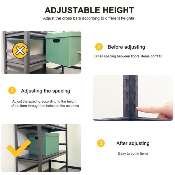 GarageSupply 5 - Tier Steel Shelving Unit with Side Rails - GarageSupply