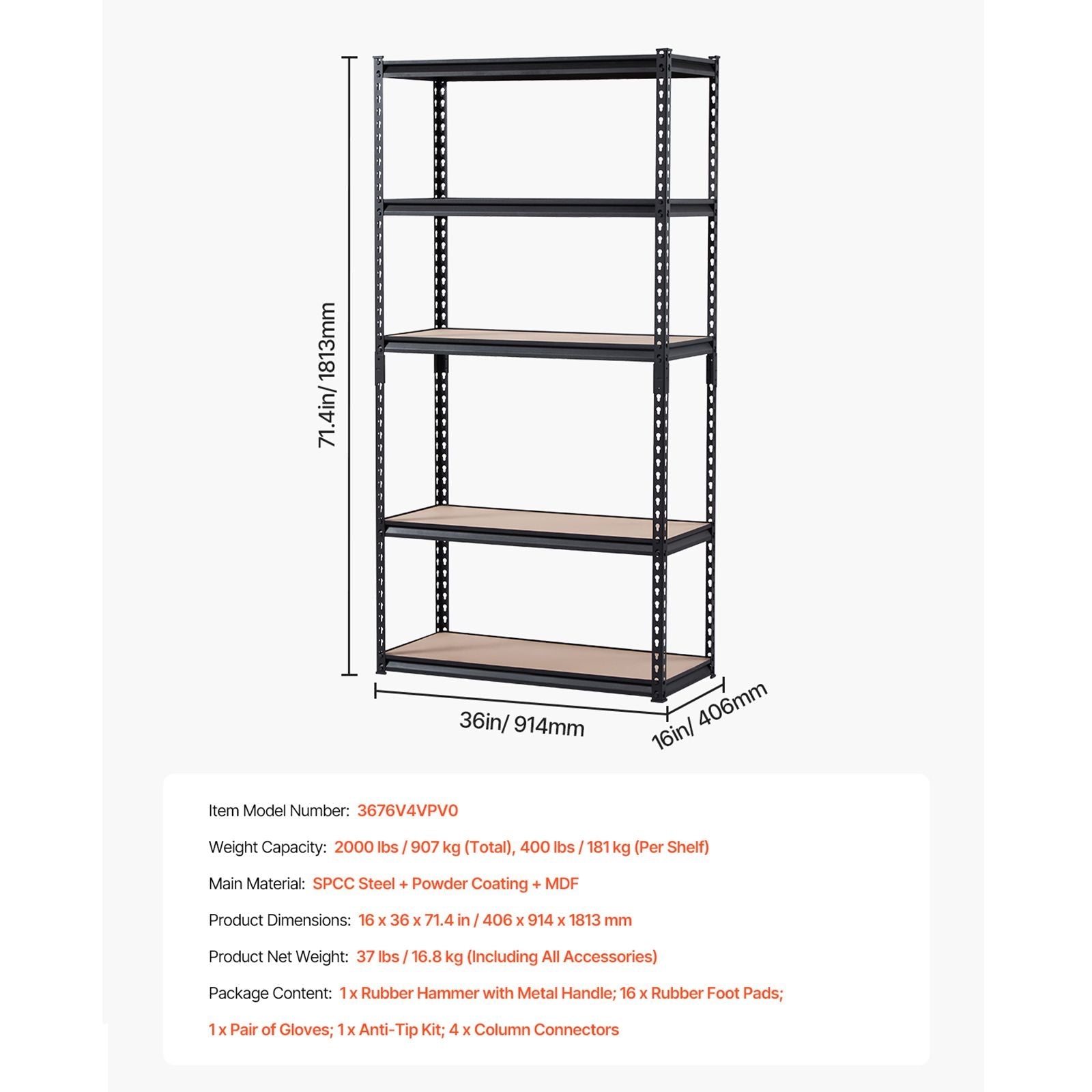 GarageSupply 5 - Tier Steel Shelving Unit - GarageSupply