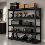 GarageSupply Extra Wide 5 - Tier Steel Shelving Unit w Pegboard - GarageSupply