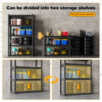 GarageSupply Extra Wide 5 - Tier Steel Shelving Unit w Pegboard - GarageSupply