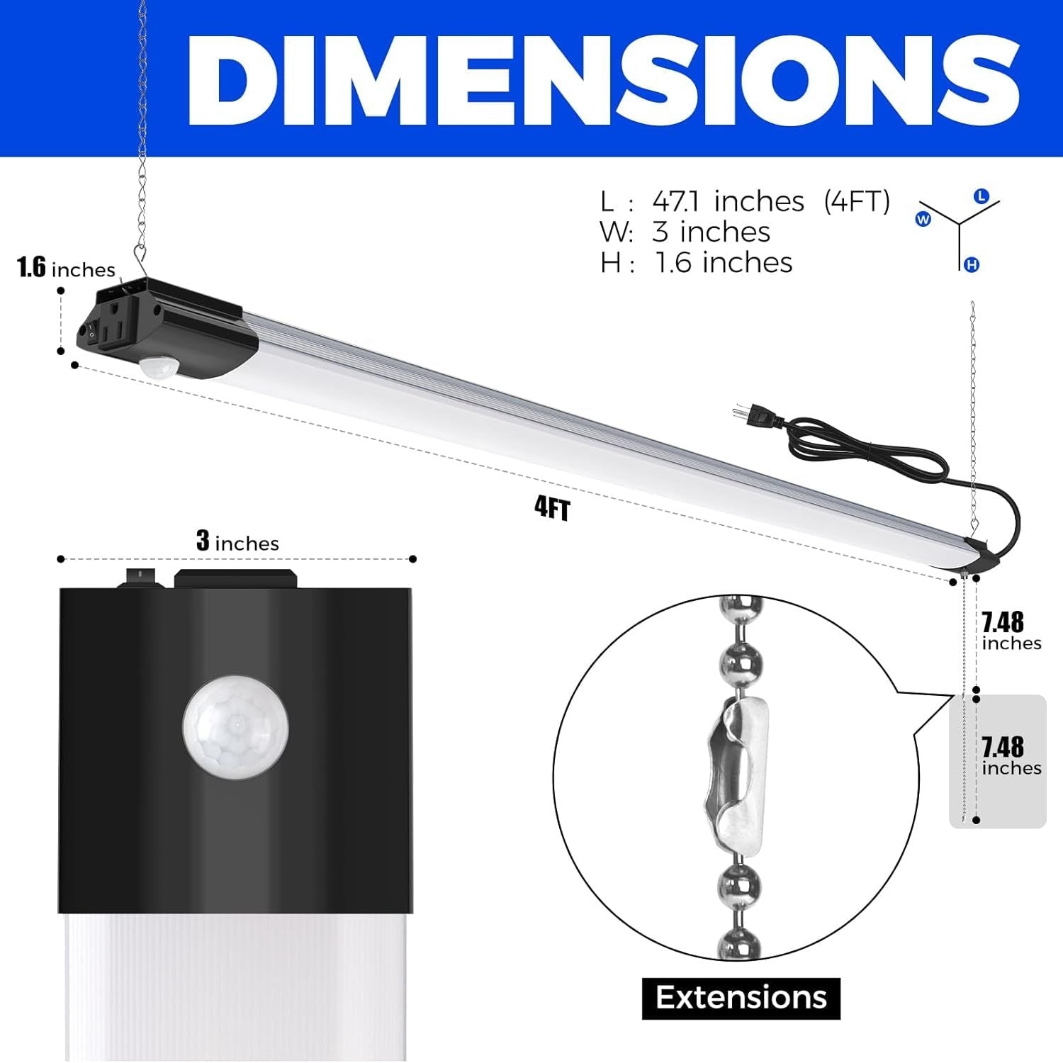 GarageSupply Motion - Sensor LED Shop Light 4 Ft. (2 - Pack) - GarageSupply