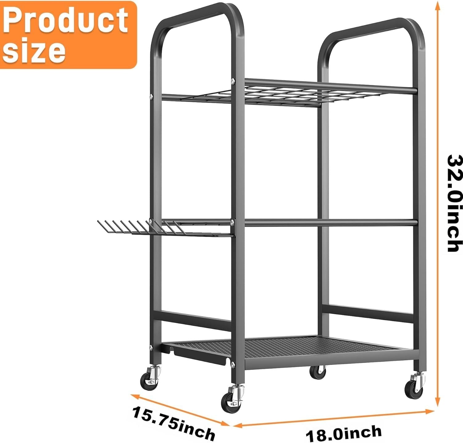 Garden Tool Organizer Stand with Wheels, Rakes Shovels Yard Tools Stand for Garage, Shed, Garden, Indoor/Outdoor Long - Handled Tools Cart - GarageSupply