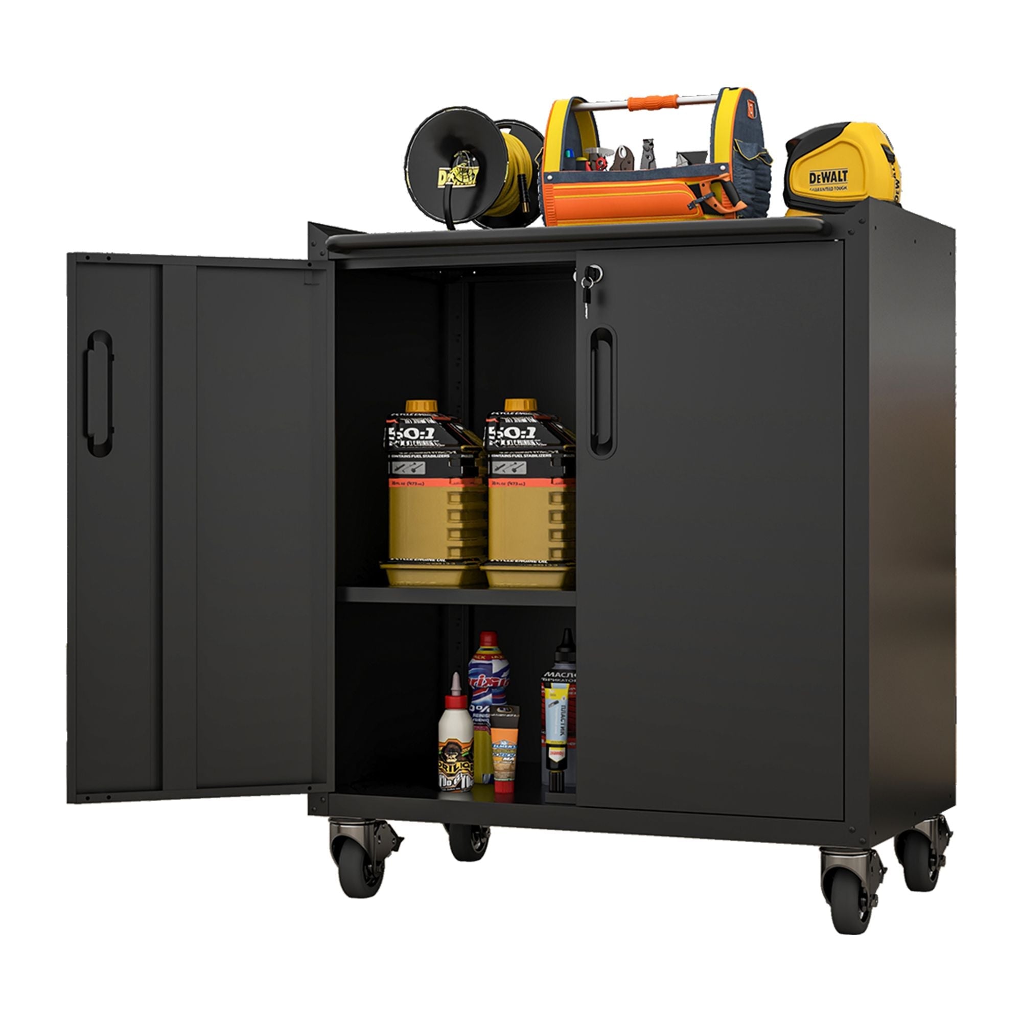 Heavy - Duty Metal Garage Storage Cabinet with Wheels - Sturdy and Durable Tool Storage Cabinet for Garage, Office, and Home Organizer Solutions - GarageSupply