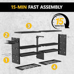 Large Power Tool Organizer Wall Mount, 4 Layer Garage Storage Cordless Tool Organizer with 8 Drills Holder, Heavy Duty Premium Metal Load 400 lbs, Ideal Garage Organization Gifts for Men - GarageSupply