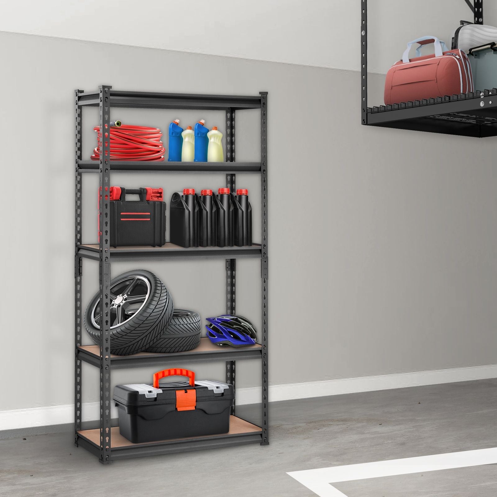 Storage Shelving Unit, 5 - Tier Adjustable, 2000 lbs Capacity, Heavy Duty Garage Shelves Metal Organizer Utility Rack, Black, 30" L x 12" W x 60" H for Kitchen Pantry Basement Bathroom Laundry - GarageSupply