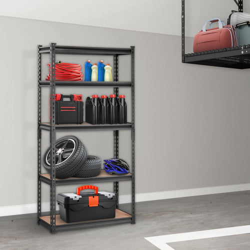 Storage Shelving Unit, 5 - Tier Adjustable, 2000 lbs Capacity, Heavy Duty Garage Shelves Metal Organizer Utility Rack, Black, 30" L x 12" W x 60" H for Kitchen Pantry Basement Bathroom Laundry - GarageSupply